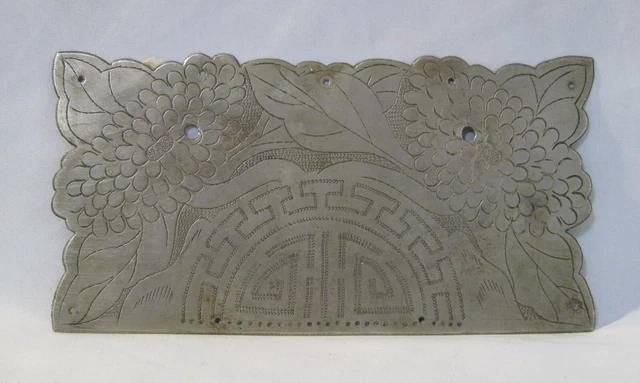 Ancient Korea.Joseon Dynasty .Hand Carved White Copper Decoration chrysanthemum