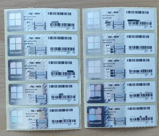 20X WINDOWS 11 Pro Key OEM Lizenz Aufkleber COA Sticker Dauerlizenz EUR ...
