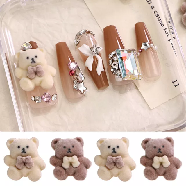 Ours Pelucheux Mignon Pour Décorations Nail Art Perceuse 3D En Résine R