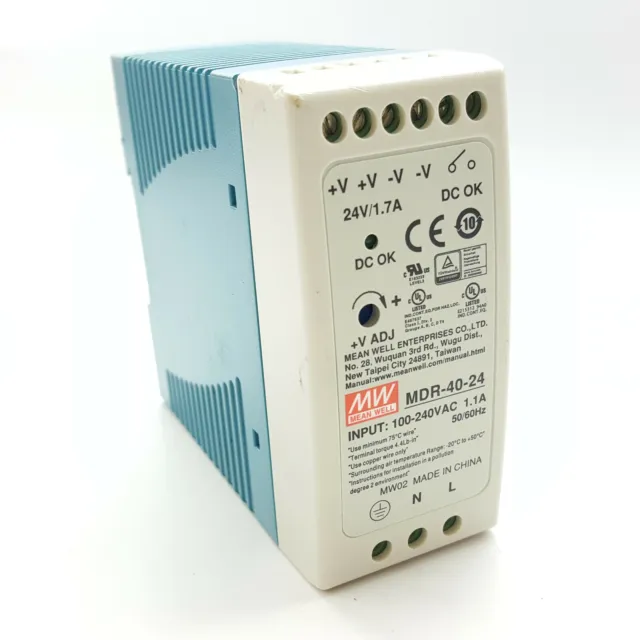 MW Mean Well MDR-40-24 Power Supply Switched Mode 24VDC 40W 1.7A 50/60Hz