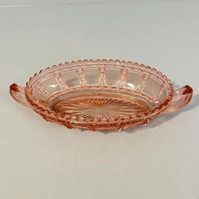 Vintage Pink Depression Glass Candy/Relish/Nuts Dish w Handles