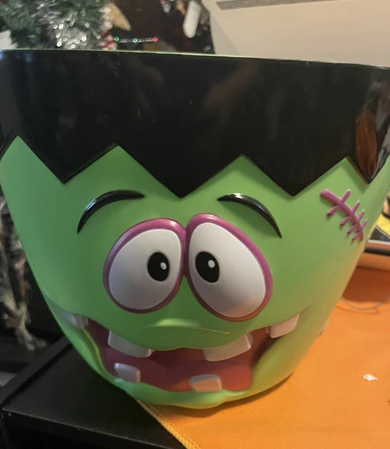 Frankenstein Cool Gear 2004 Halloween Blow Mold Candy Bucket With Orange Handle