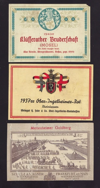 Lot of 6 Old German Wine Labels  Some 1930's Germany