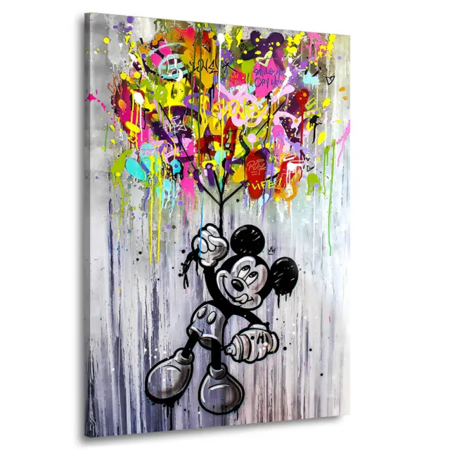 Wand-Bilder XXL Micky Maus Comic Graffiti Leinwand-Bild Deko Kunstdruck Pop Art