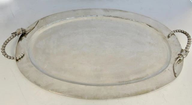 Sterling Silver Large Oval Jensen Style Tray.  31.25" x 19"