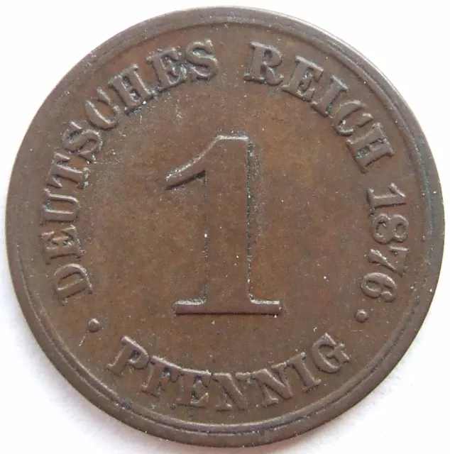 Moneta Reich Tedesco Impero Tedesco 1 Pfennig 1876 H IN Very fine /