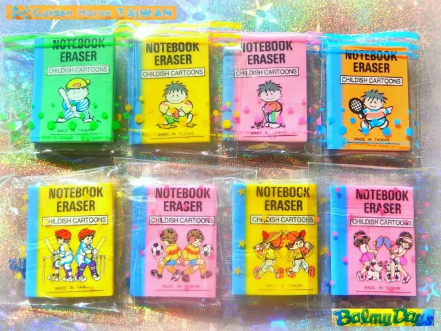 📚 Colorful Vintage 90 Gommine Gomme Collezione Notebook Eraser childish cartoon