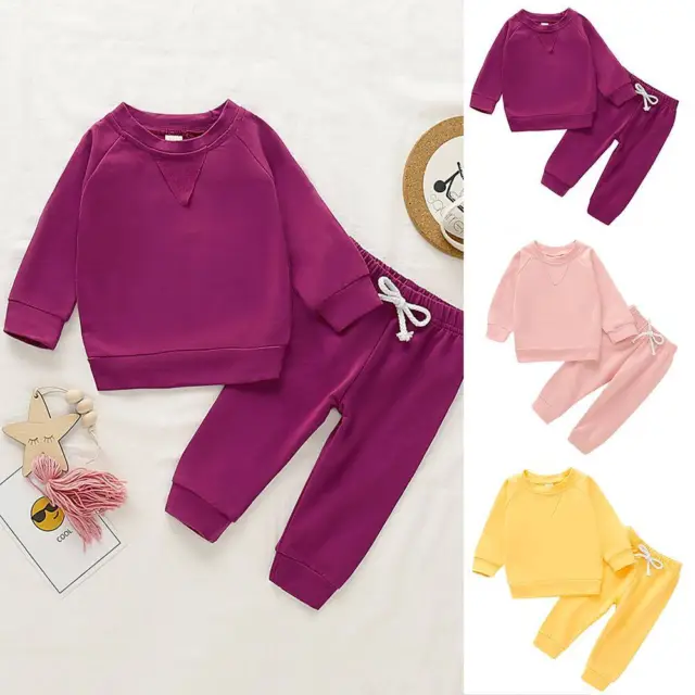 2PCS Toddler Kids Baby Girls Clothes Sweatshirt Tops Pants Outfits Tracksuit