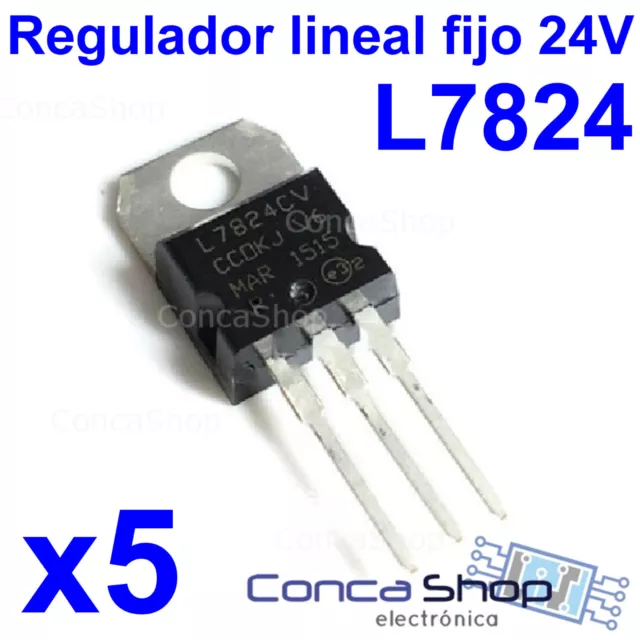 L7824Cv - Lote De 5 - Regulador De Tensión Fija 24V 1.5A Lm7824 7824 To-220