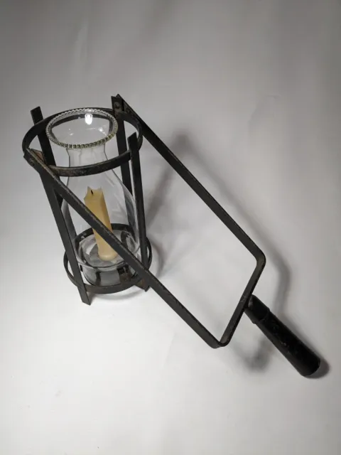 RARE Early 1900's Gimbaled Wrought Iron Outhouse Candle Lantern