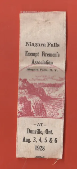 Vintage 1928 Niagara Falls N.y. Exempt Firemen's Association Ribbon - 6" Length