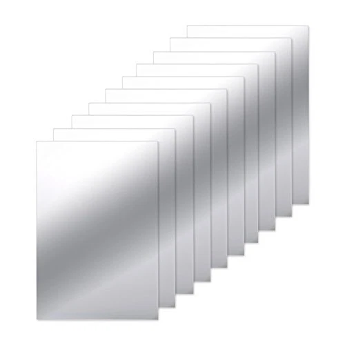 10 Pieces Self Adhesive Mirror Tiles Wall Cut to Size Mirror Stickers Fl...