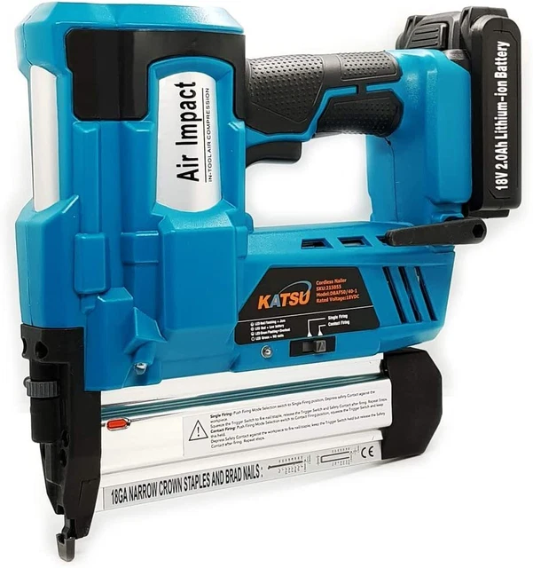 KATSU Clavadora de batería 18V con batería de 2,0Ah, Batería Tacker Pistola de uñas - Ergonómico