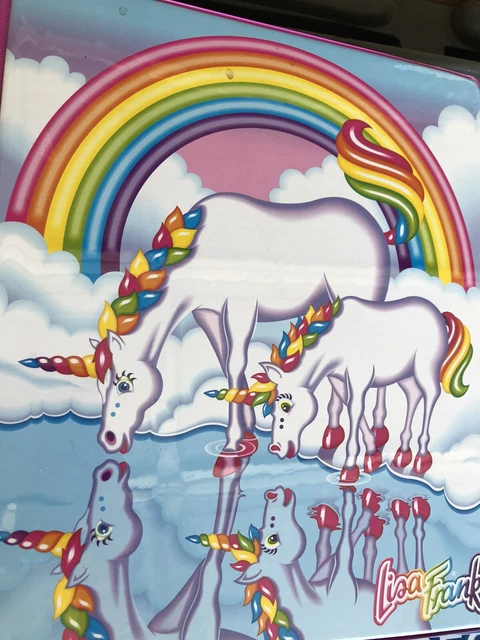 Vintage 90’s Lisa Frank Folder Three Ring Binder Unicorns With Dolphin Folder.