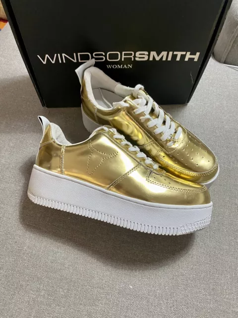 Windsor Smith 39 Racerr gold chrome sneaker platform Donna Windsorsmith