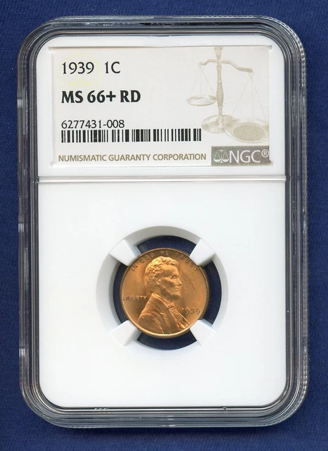 1939 P NGC MS66+RD Lincoln Wheat Cent 1c Penny US Mint 1939-P MS-66+ RD Plus !