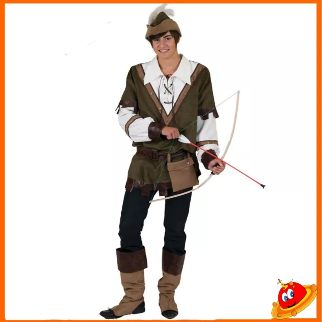 Costume Carnevale Halloween Uomo Cavaliere Medievale Robin Hood  Tg 48-58