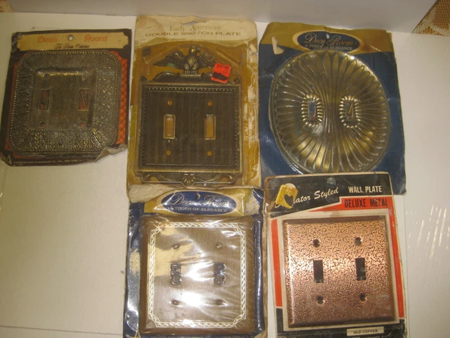 Vintage  Wall Plate Covers Lot Of 5 Sealed No’s Deco Room Early American