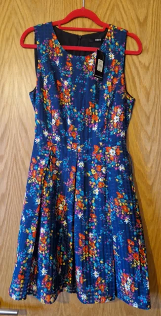 BNWT Oasis Navy Floral Dress, Size 10  Wedding, Occasion, Party