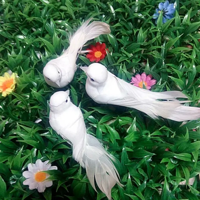 1 pieza Paloma Decorativa Espuma Artificial Pluma Mini Pájaro Blanco Artesanía Pájaros Adorno