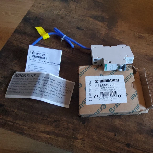 Crabtree Starbreaker 61/BM0630 6 Amp Type B 1 Module 30ma Miniature Rcbo