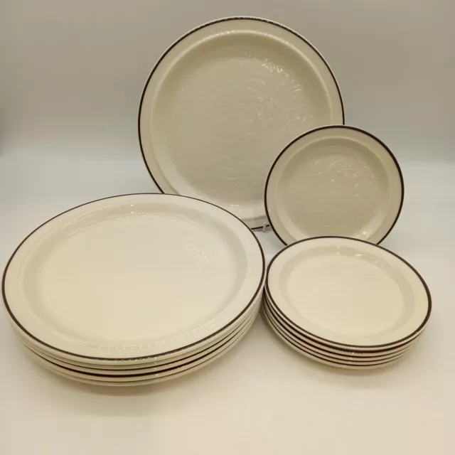 Royal Doulton Ting pattern  dinner and side plates x6  Embossed Flower (#H1/14)