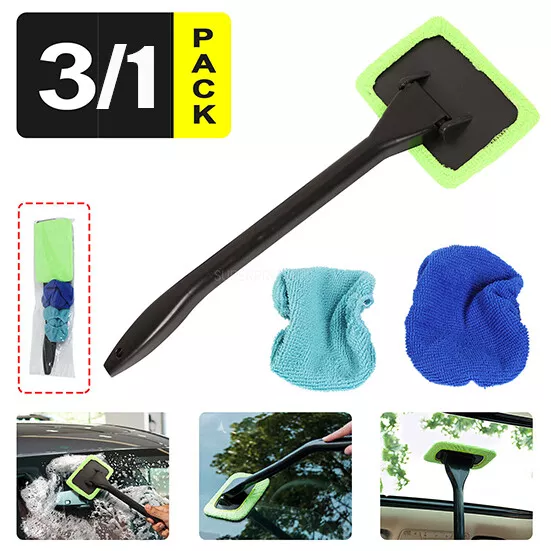 3 Pack Window Windshield Cleaning Tool Microfiber Car Wiper Cleaner Glass  Brush