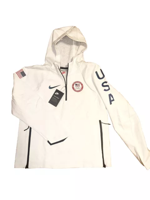 Nike Jacket Womens Medium White Windrunner Team USA Medal Stand Fleece Olympics