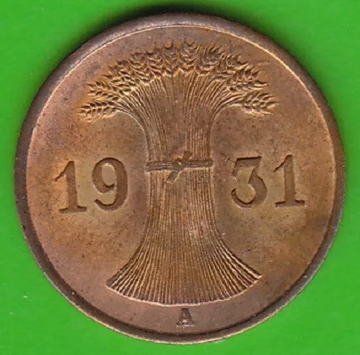 1 Reichspfennig 1931 A  fast Stempelglanz toll erhalten nswleipzig 2