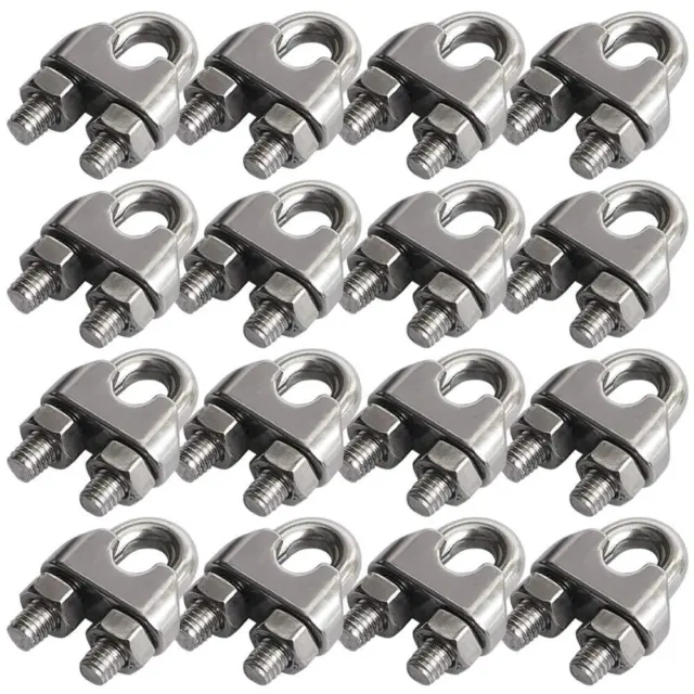 16 Pack 1/4 Inch M6 Wire Rope Cable Clip Clamp 304 Stainless Steel Wire Rope ...