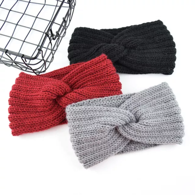 Ladies Warm Hair Wrap Winter Wool Cross Crochet Knitted Wool Headband Hair Band