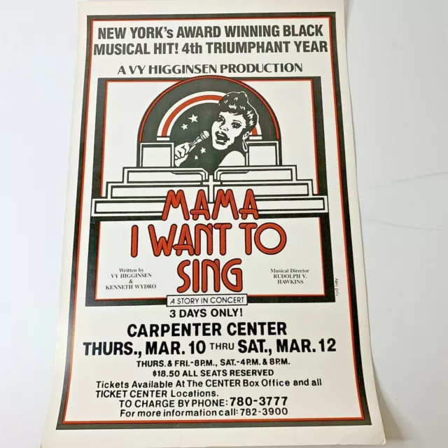 Mama I Want To Sing Vy Higgensen Theater Broadway Window Card Poster Carpenter