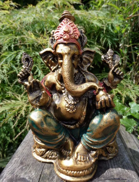 Fair Trade Hand Made Resin Ganesh Ganesha Elephant Hindu Buddhist Deity Statue 2
