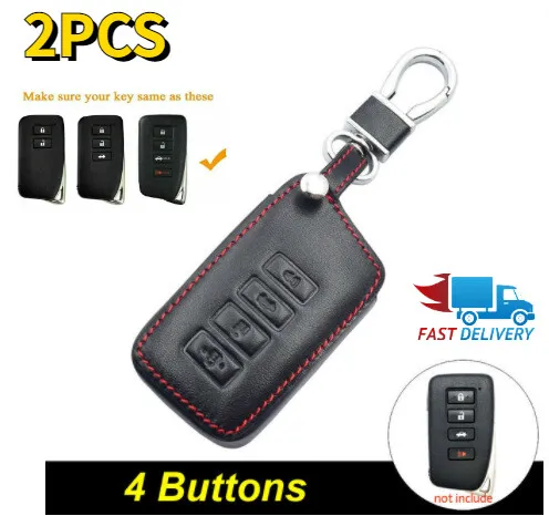 2PCS 4-Button Remote Bag Holder Leather Remote Car Key Fob Cover Case For-LEXUS