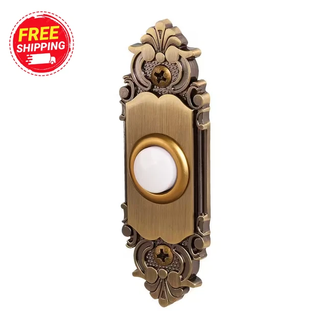 WIRED LED ILLUMINATED Doorbell Push Button, Antique Brass NEW 25.06