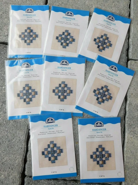 LOT 8 DMC hardanger starter kit BRODERIE DECORATION à LA MAIN premier pas steps