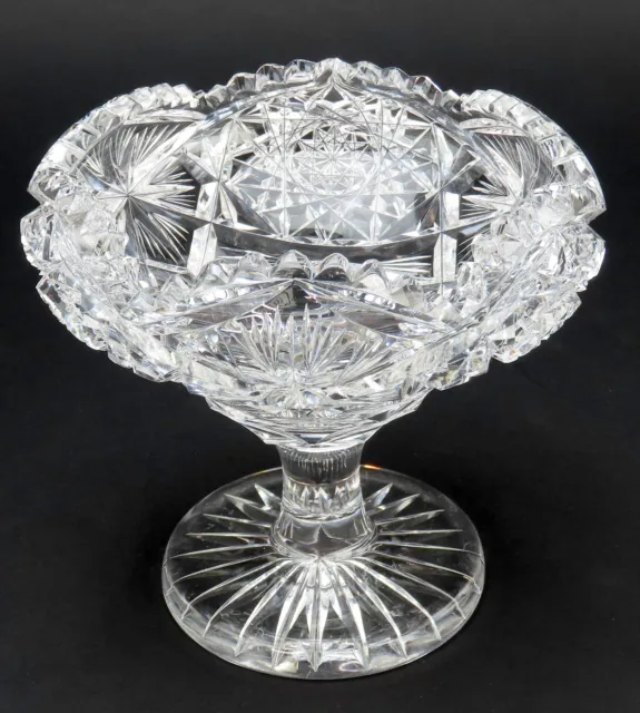 Lovely American Brilliant Period Cut Glass Compote Pedestal Bowl Candy Dish