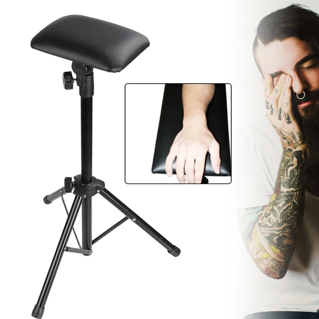 Reposabrazos de tatuaje portátil con soporte de trípode + almohadilla suave altura ajustable 73-137 cm