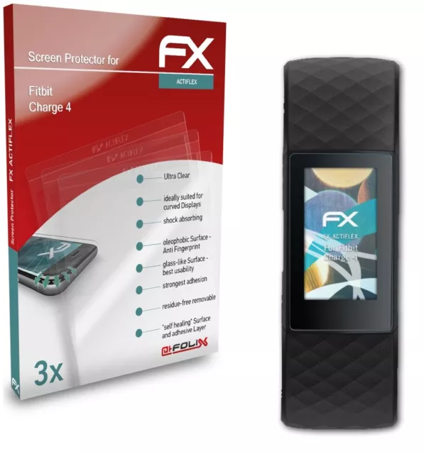 atFoliX 3x Écran protecteur pour Fitbit Charge 4 clair&flexible