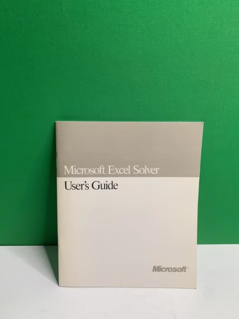 Microsoft Excel Solver User’s Guide Apple Macintosh, OS/2 Series And Windows