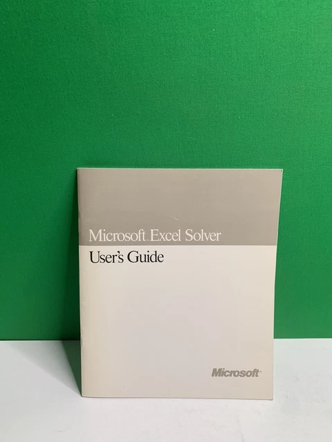 Microsoft Excel Solver User’s Guide Apple Macintosh, OS/2 Series And Windows