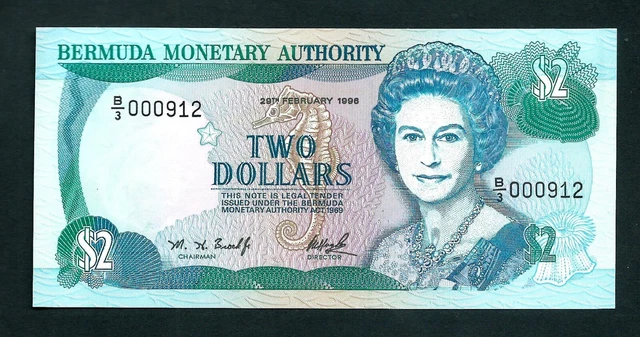 Bermuda (P40Aa) 2 Dollars 1006 serial No 000912 UNC