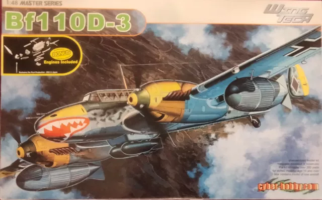 Cyber-Hobby 1:48 Bf 110D-3 Fighter-Bomber Model Kit w/Engines 5555 *SEALED BAGS*