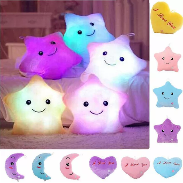 UK LED Creative Luminous Pillow Star Cushion Stuffed Plush Christmas Toys Kids