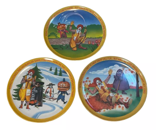 Vintage 1977 McDonalds 4 Four Seasons Plates 10" Ronald McDonald - lot of 3