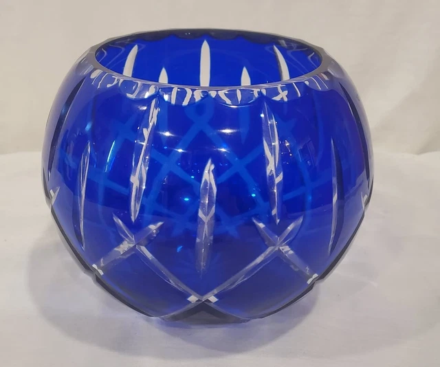 Gorham Lady Anne 5" Sapphire Blue Cut To Clear Crystal Bowl Vase Gorham Lady Anne 5" Sapphire Blue Cut To Clear Crystal Bowl Vase