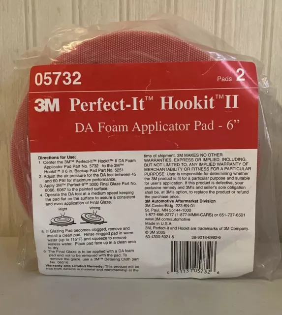 3M 05732 Perfect-It Hook-It II DA Foam Applicator Pad 6” Two Pack