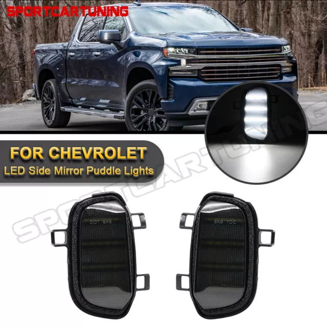 For 19-22 Chevy Silverado/GMC Sierra "SMOKED" Side Mirror Task Lights Lamps Pair