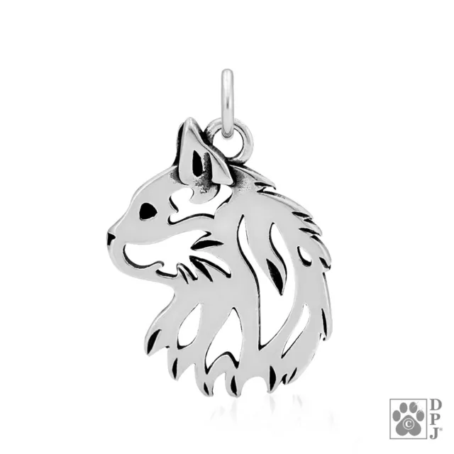 Cat Necklace, Head pendant - recycled .925 Sterling Silver