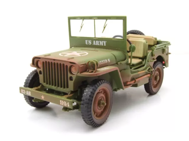 Willys Jeep US Army Militär 1944 olivgrün verschmutzt Modellauto 1:18 American